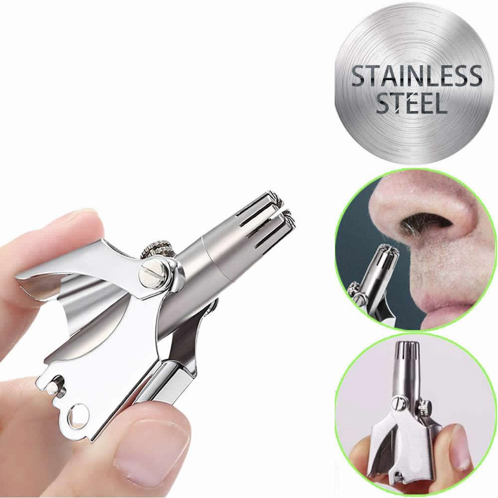 Manual Nose Hair Trimmer for Men & Women – Stainless Steel, Battery-Free, Washable, Painless, Ear & Facial Hair Remover, Portable Grooming Tool