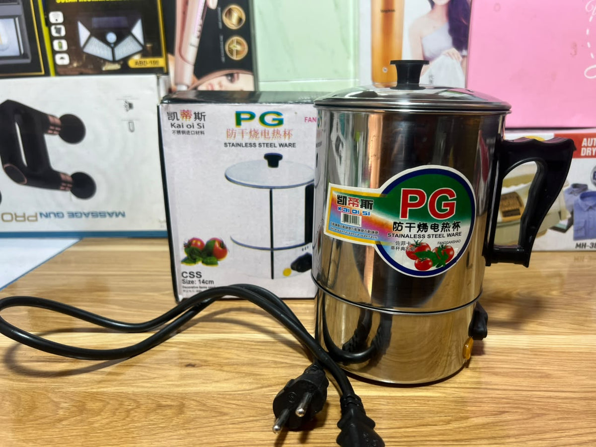 PG Stainless Steel Electric Heating Cup | Mini Electric Kettle for Tea, Coffee & Hot Water