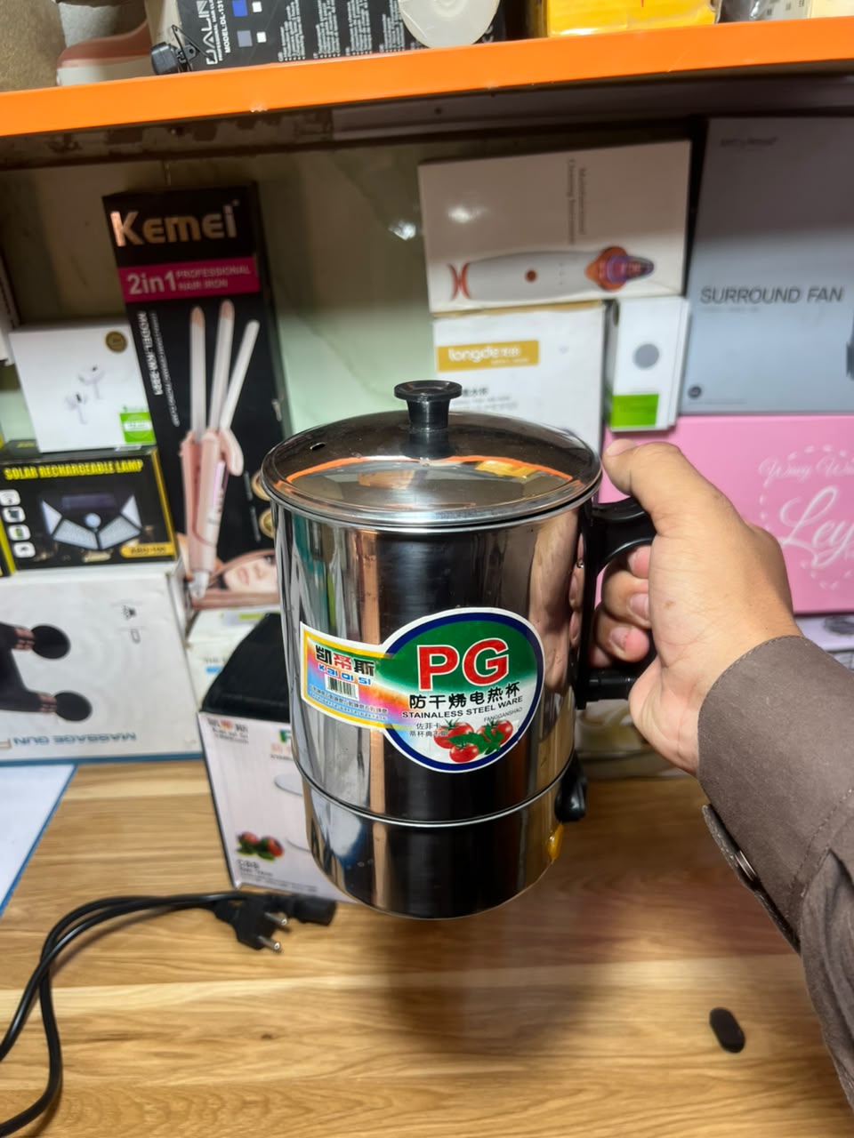 PG Stainless Steel Electric Heating Cup | Mini Electric Kettle for Tea, Coffee & Hot Water